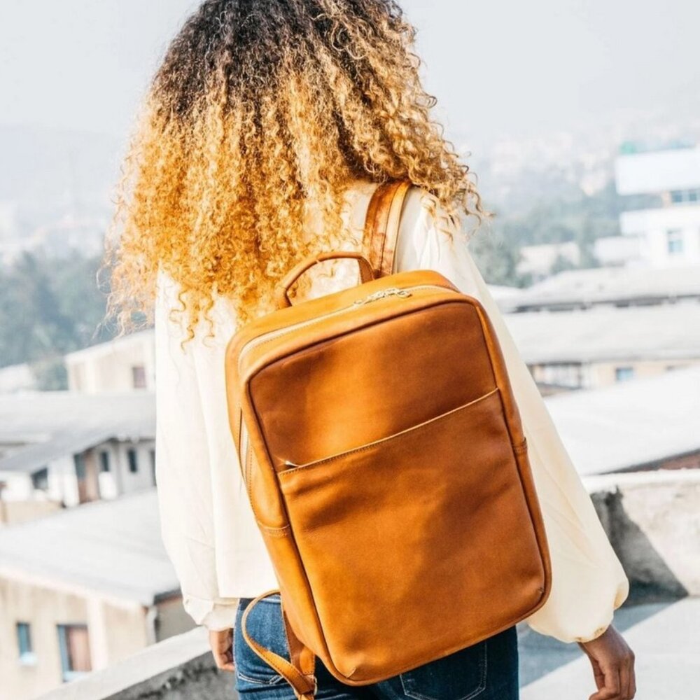 Parker Clay Mari Leather Backpack - Rust Brown